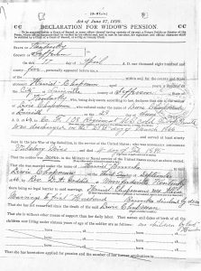 Lewis Chapman, Declaration for Widow's Pension
