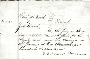 Wood v. Ward Verdict, April 17, 1878 Courtesy National Archives at Chicago