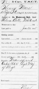 Henry C Marrs Muster-out Roll