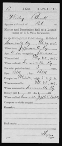 John Wesley Burks, Muster and Descriptive Roll of a Detachment of U.S. Vols. Forwarded