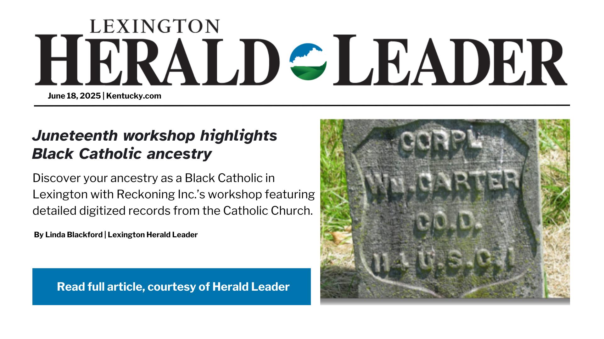 Discover the genealogy of Black Catholics in KY at this Lexington workshop. Article by Linda Blackford for the Herald Leader