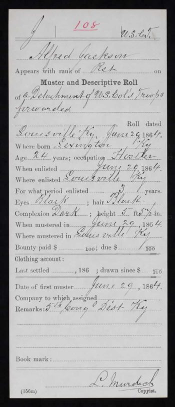 Alfred Jackson Muster and Descriptive Roll