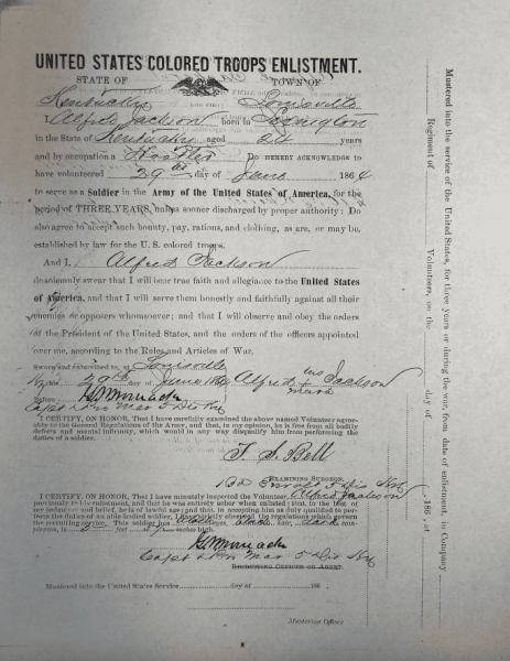 Alfred Jackson's Enlistment Papers
