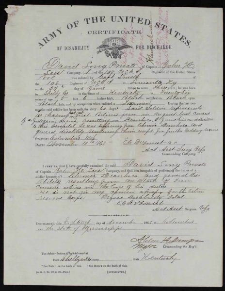 George Davis Long Disability Discharge