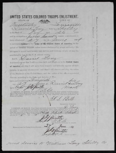 George Davis Long Enlistment Papers