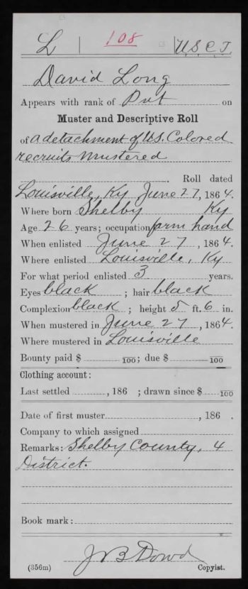 George Davis Long Muster and Descriptive Roll