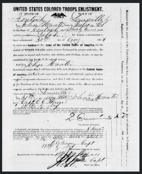 John Hunter Enlistment Papers