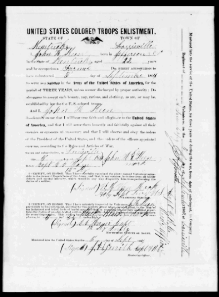 John Keen Enlistment Papers