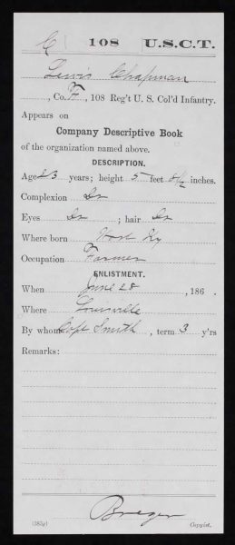 Lewis Chapman Muster and Descriptive Roll