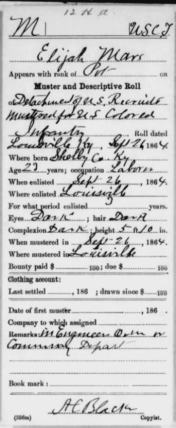 Sgt. Elijah P. Marrs Muster and Descriptive Roll