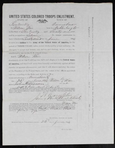 Wilson Weir Enlistment Papers